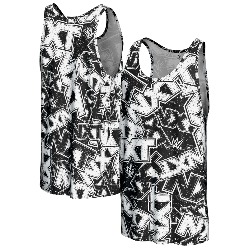 Men's ProSphere Black NXT Logo Allover Print Tank Top sold by WWE