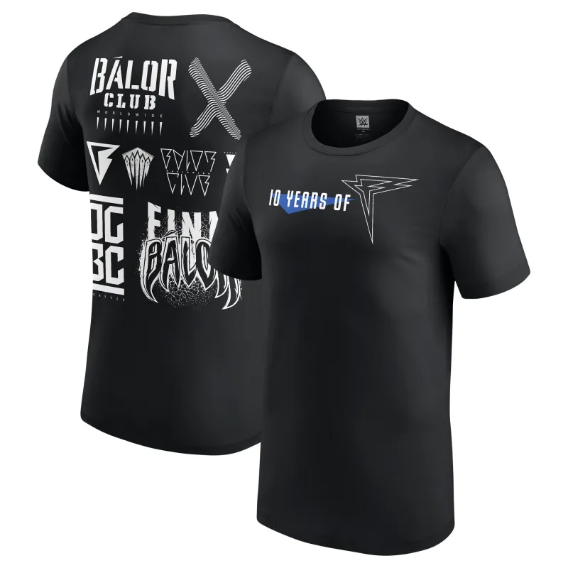 Men's Black Finn Bálor 10 Years T-Shirt sold by WWE