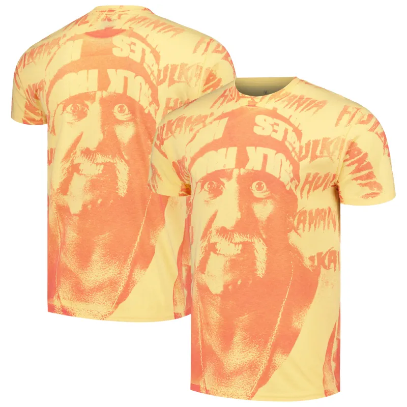 Men's Ripple Junction Gold Hulk Hogan Hulkamania All Over Print T-Shirt sold by WWE