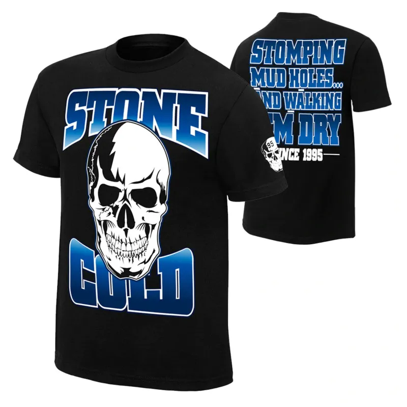 Men's Black "Stone Cold" Steve Austin Stomping Mudholes T-Shirt sold by WWE