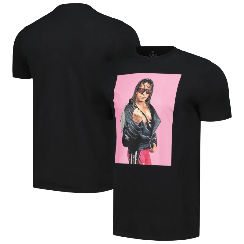 Men's Ripple Junction Black Bret Hart WWE Photo T-Shirt sold by WWE