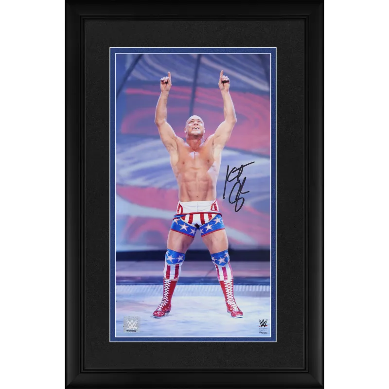 Kurt Angle WWE Autographed Framed 10" x 18" Entrance Raising Arms Photograph sold by WWE