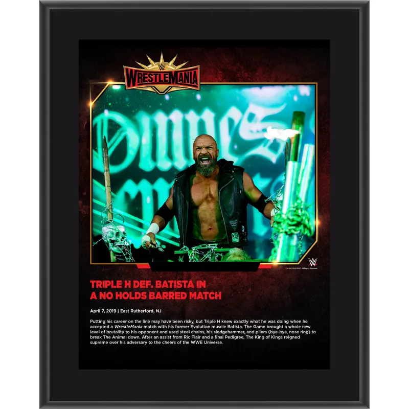Triple H WWE Framed 10.5" x 13" WrestleMania 35 Sublimated Plaque sold by WWE