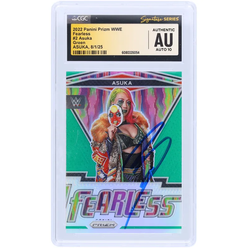 Asuka WWE Autographed 2022 Panini Prizm Fearless Green Prizm #2 CGC Fanatics Witnessed Authenticated Auto 10 Card sold by WWE