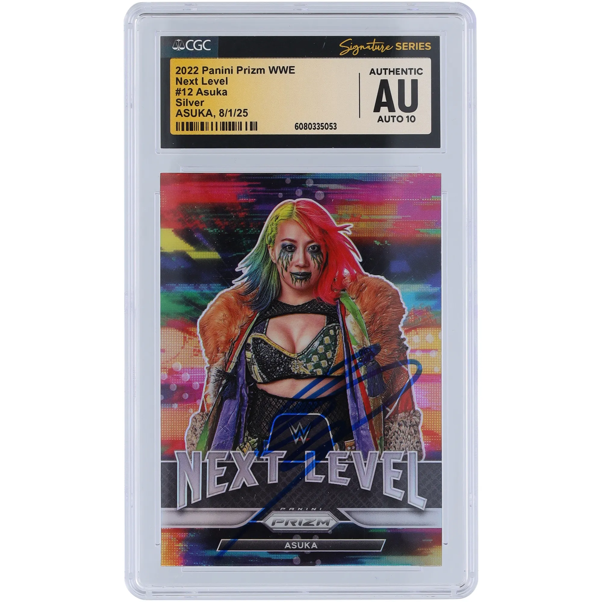 Asuka WWE Autographed 2022 Panini Prizm Next Level Green Silver Prizm #12 CGC Fanatics Witnessed Authenticated Auto 10 Card sold by WWE