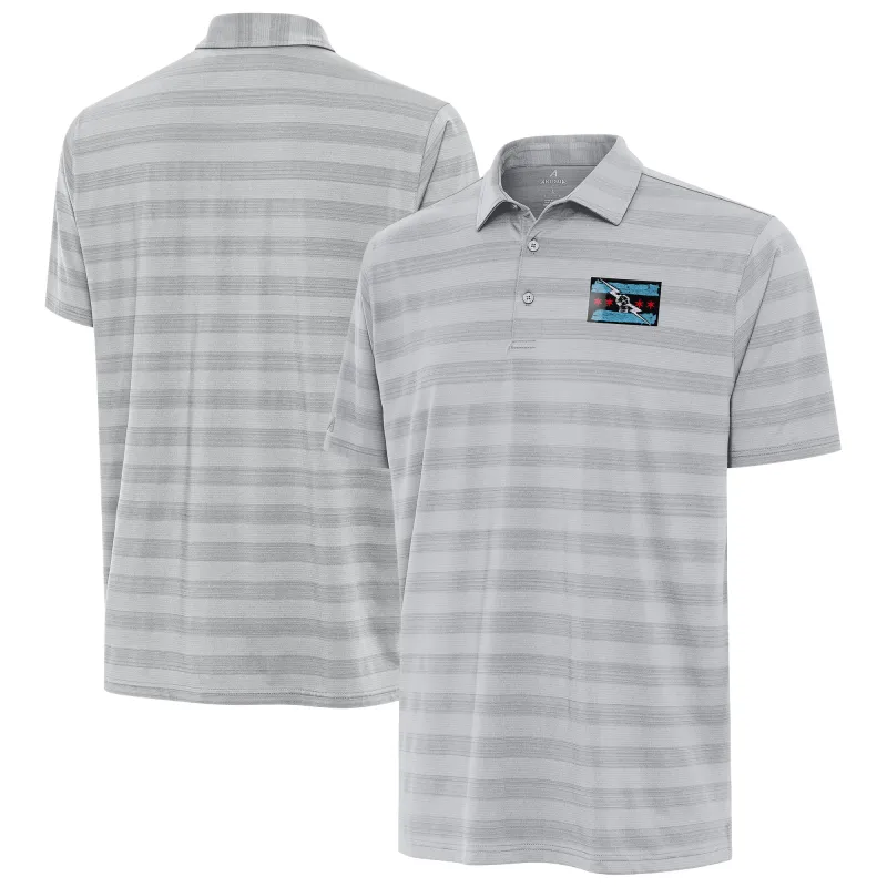 Men's Antigua Gray CM Punk Tunnel Polo sold by WWE