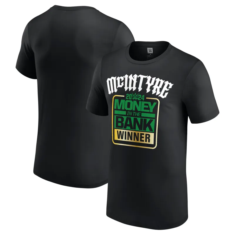 Men's Black Drew McIntyre Money In The Bank 2024 Winner T-Shirt sold by WWE
