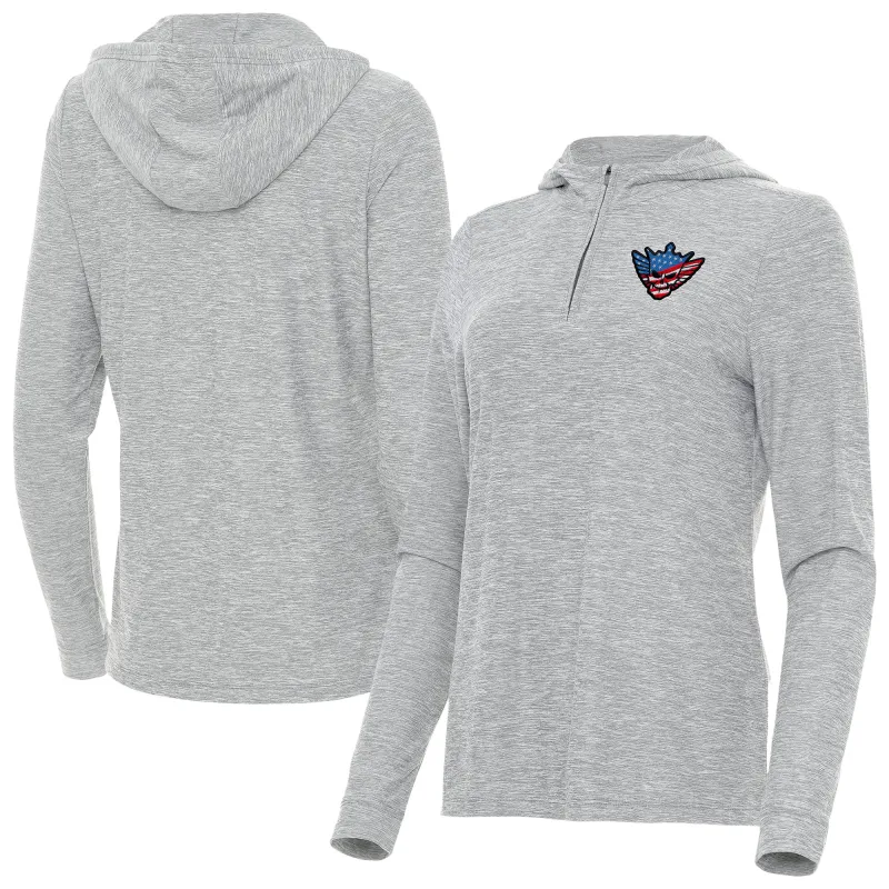 Women's Antigua Heather Gray Cody Rhodes Daybreak Quarter-Zip Hoodie sold by WWE