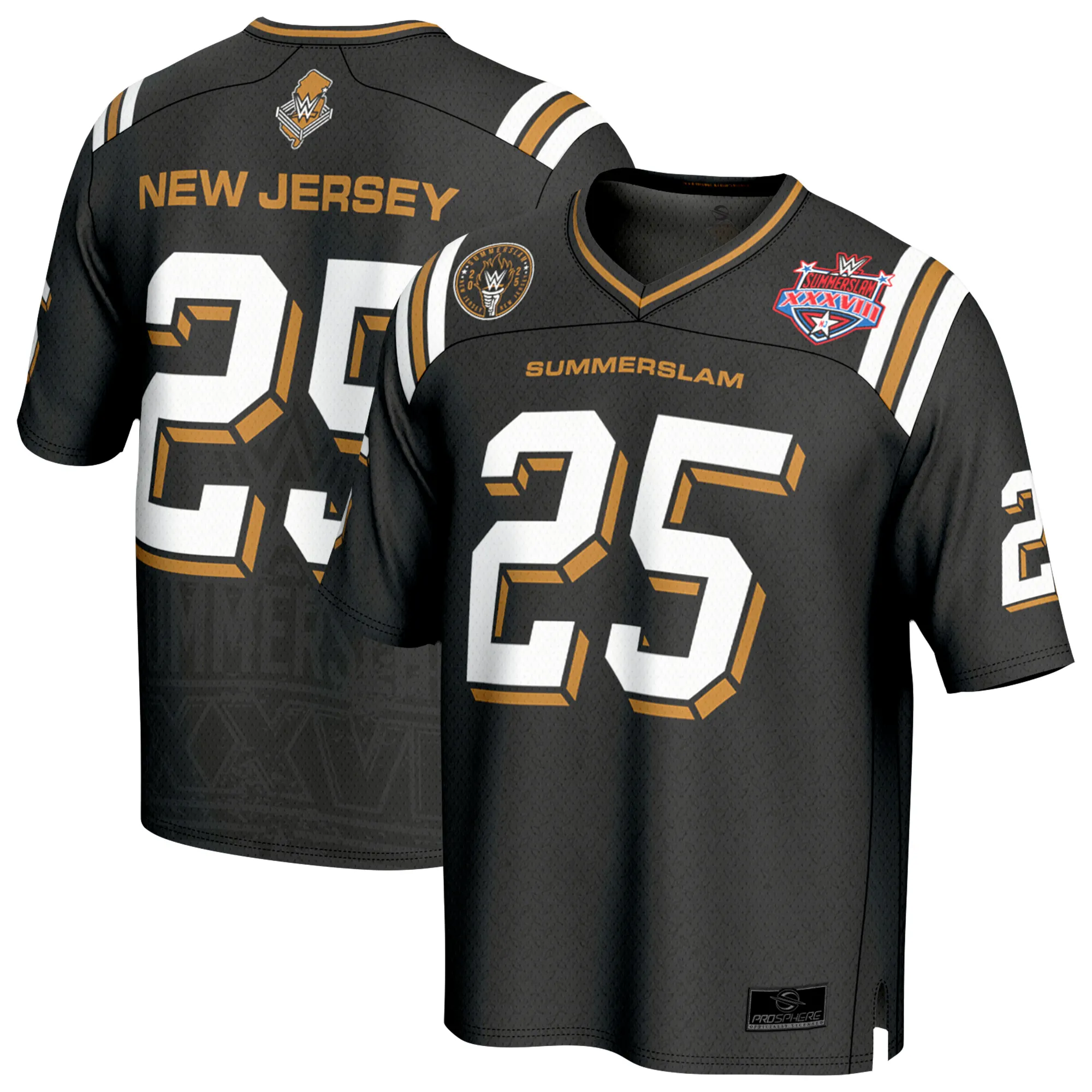 Men's ProSphere Black SummerSlam 2025 Football Jersey sold by WWE