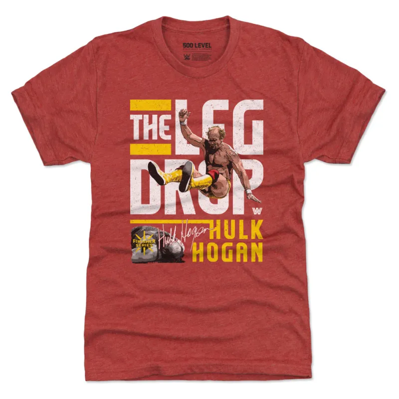 Men's 500 Level Heather Red Hulk Hogan Leg Drop Tri-Blend T-Shirt sold by WWE