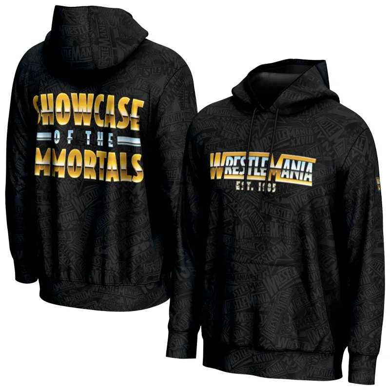 Men's ProSphere Black WrestleMania Celebration Pullover Hoodie sold by WWE