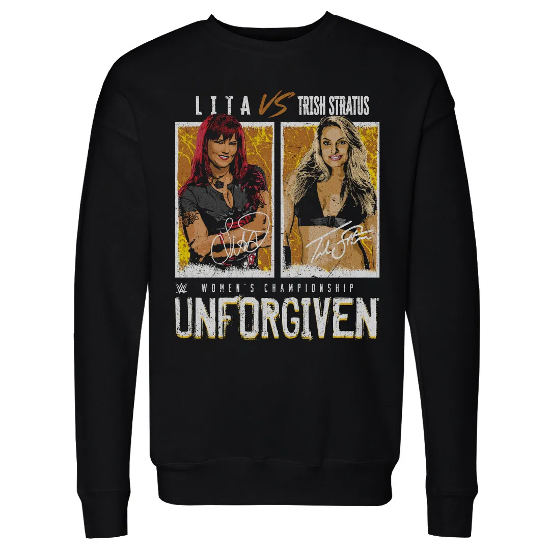 Men's 500 Level Black Trish Stratus Vs. Lita Match Crewneck Sweatshirt sold by WWE