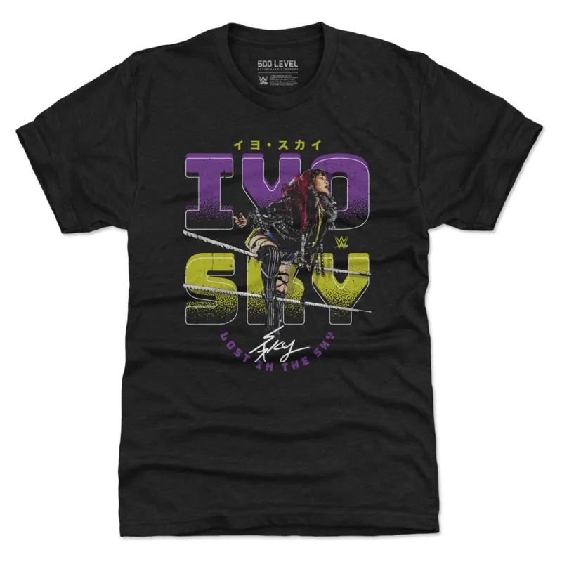 Men's 500 Level Heather Black IYO SKY Ropes Tri-Blend T-Shirt sold by WWE