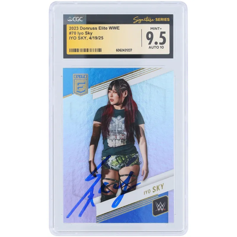 IYO SKY WWE Autographed 2023 Panini Donruss Elite #70 CGC Fanatics Witnessed Authenticated 9.5/10 Card sold by WWE