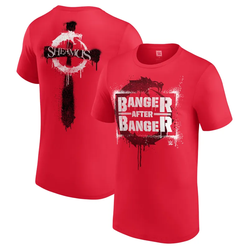 Men's Red Sheamus Banger After Banger T-Shirt made by WWE