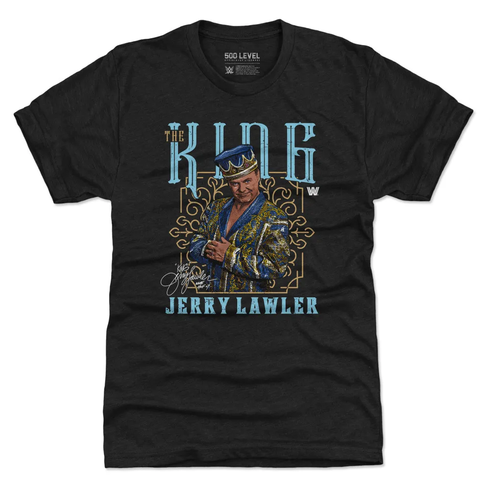 Men's 500 Level Heather Black Jerry Lawler Premium Tri-Blend T-Shirt sold by WWE