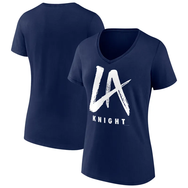 Women's Navy LA Knight Logo V-Neck T-Shirt sold by WWE