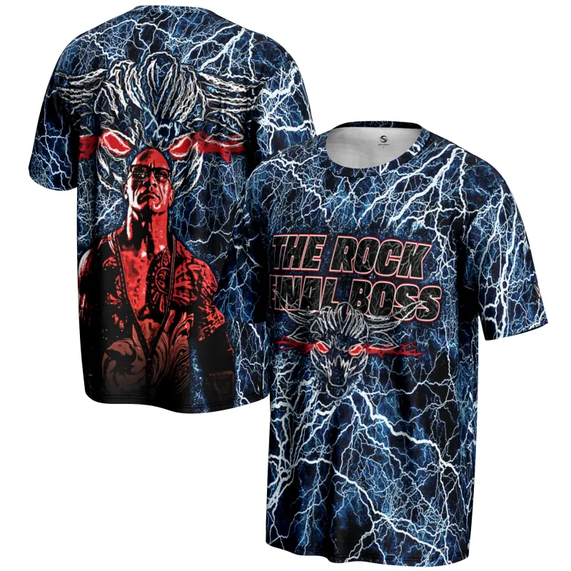 Men's Blue The Rock The Final Boss Graphic T-Shirt sold by WWE
