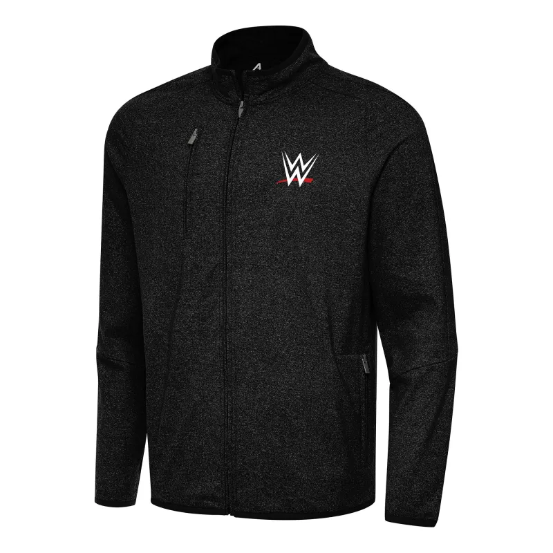 Men's Antigua WWE Merchandise Heather Black WWE Hold-Up Full-Zip Jacket sold by WWE