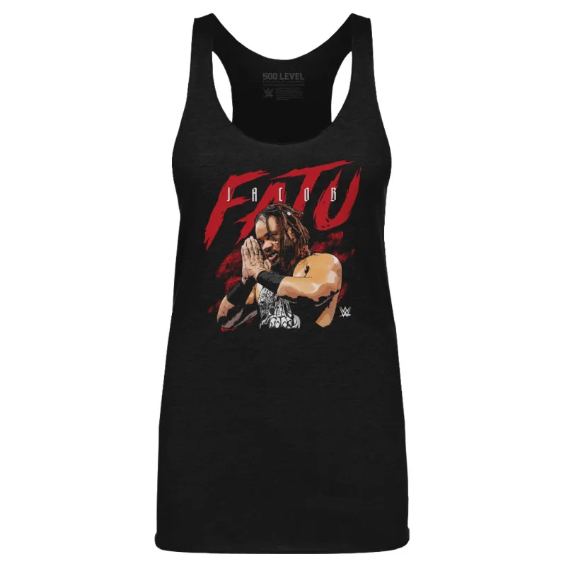 Women's 500 Level Heather Black Jacob Fatu Name Grunge Tri-Blend Tank Top sold by WWE