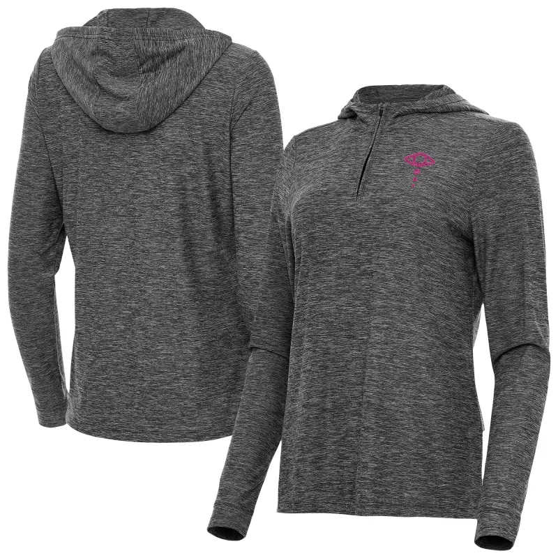 Women's Antigua Heather Black Liv Morgan Daybreak Quarter-Zip Hoodie sold by WWE