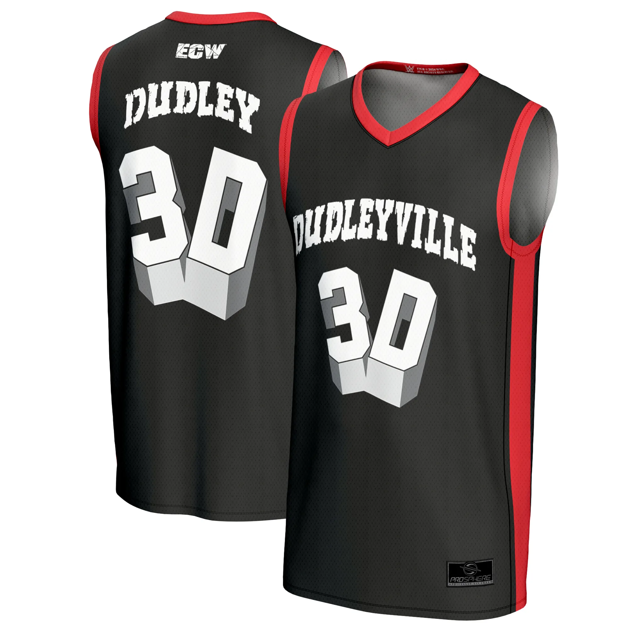 Men's ProSphere Black/Red The Dudley Boyz Dudleyville 3D Fashion Basketball Jersey sold by WWE