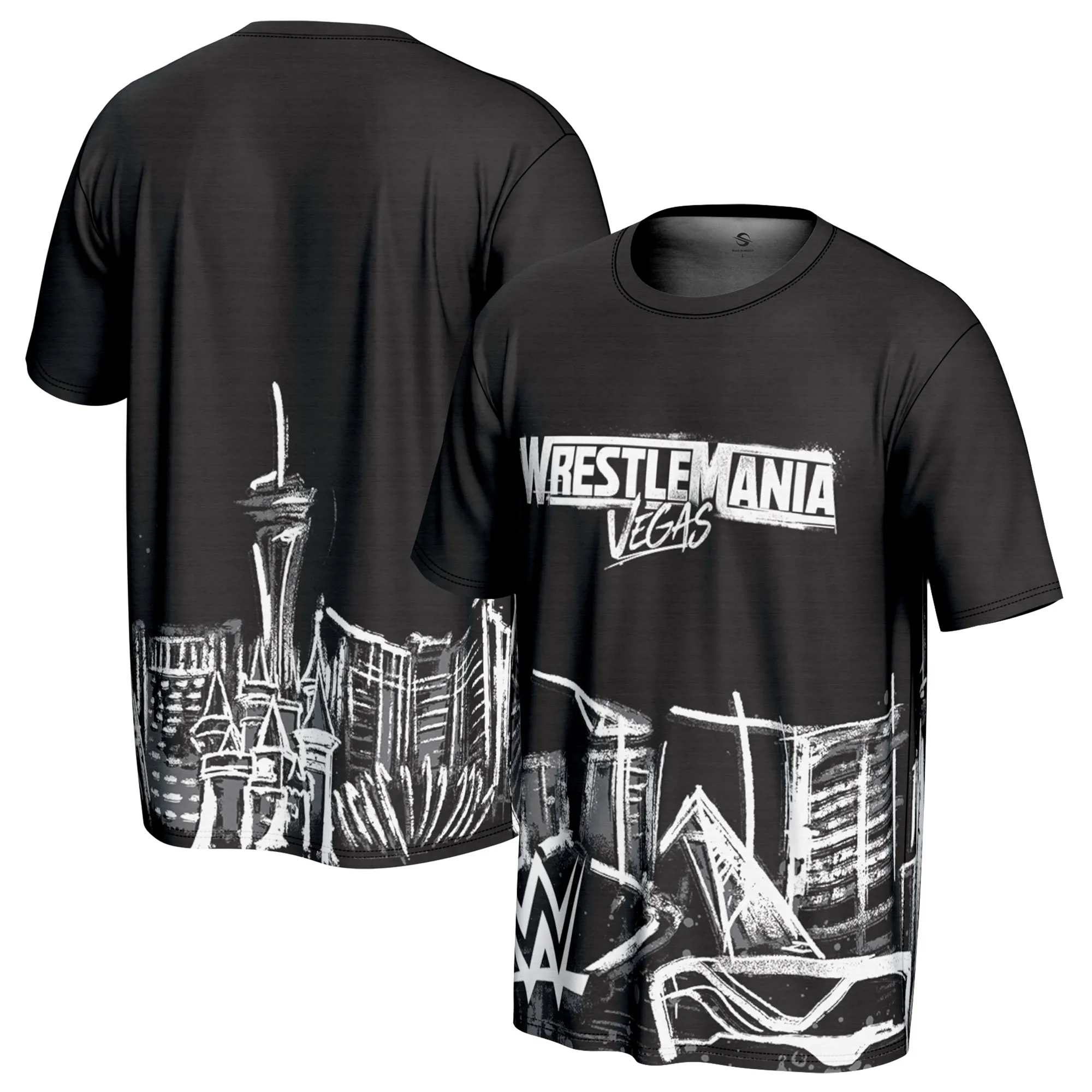Men's ProSphere Black WrestleMania 42 Skyline T-Shirt sold by WWE