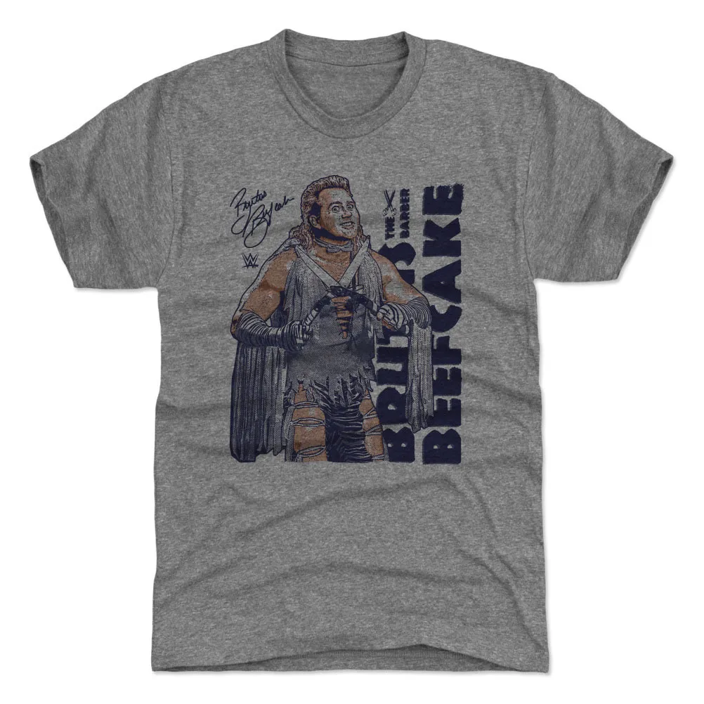 Men's 500 Level Gray Brutus “The Barber” Beefcake Premium Tri-Blend T-Shirt sold by WWE
