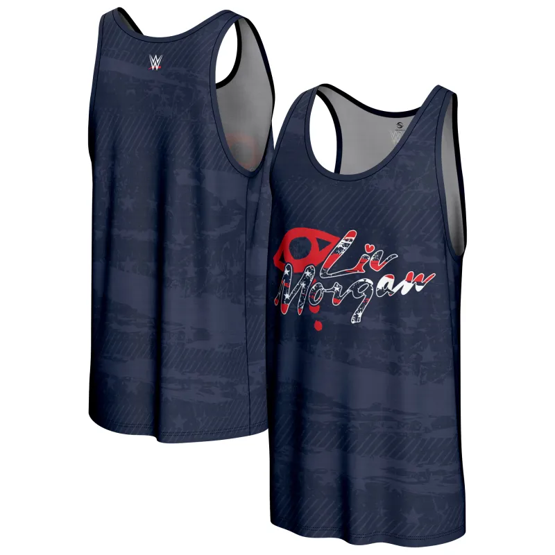 Men's ProSphere Navy Liv Morgan Americana Tank Top sold by WWE