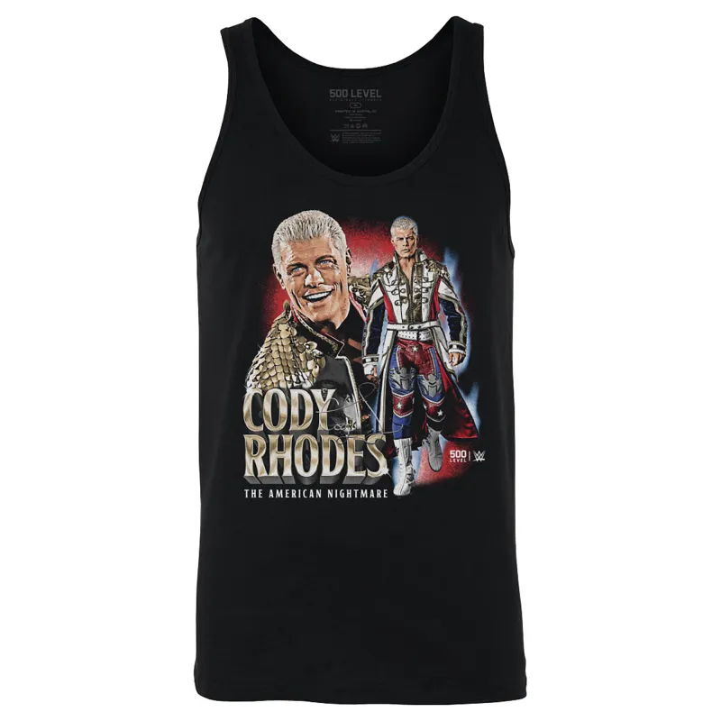 Men's 500 Level Black Cody Rhodes American Nightmare Vintage Tank Top sold by WWE