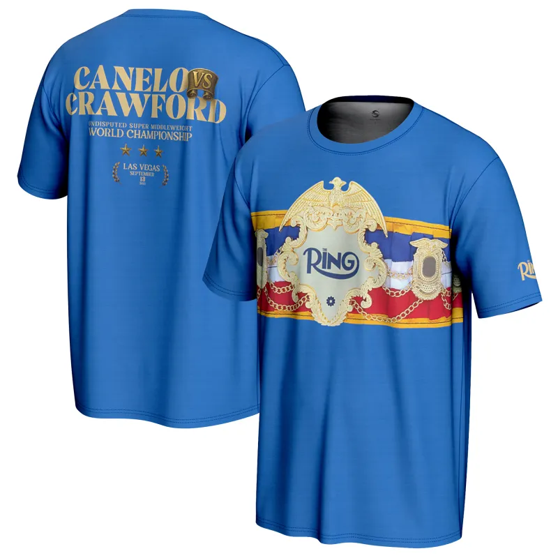 Canelo vs. Crawford Men's ProSphere Blue Ring T-Shirt made by WWE