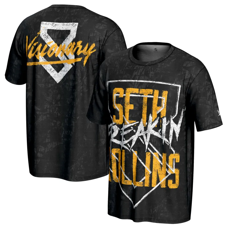 Men's ProSphere Black Seth Rollins Visionary T-Shirt sold by WWE