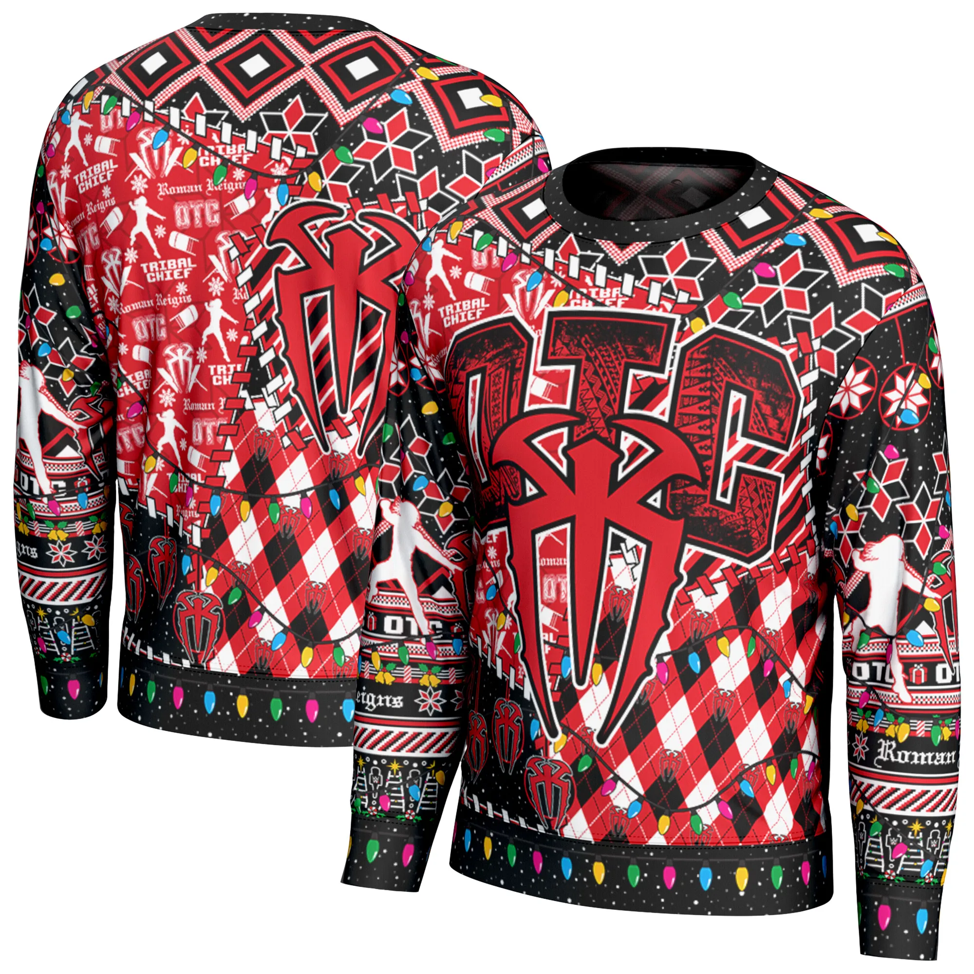 Unisex ProSphere Black Roman Reigns Holiday Sweater sold by WWE