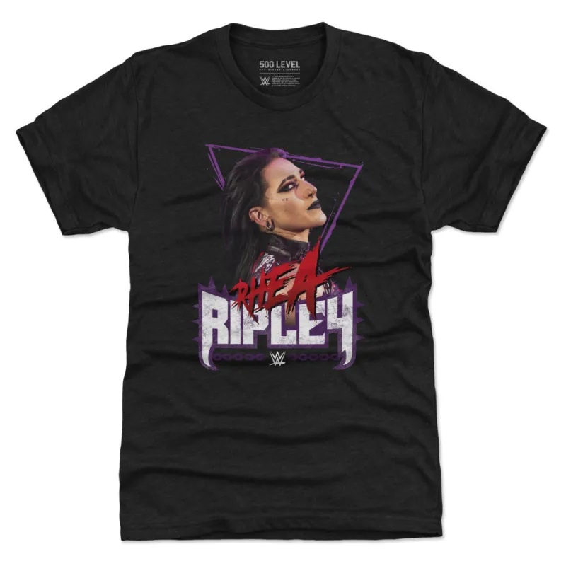 Men's 500 Level Black Rhea Ripley Grunge Tri-Blend T-Shirt sold by WWE