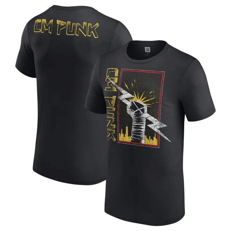 Men's Black CM Punk Chicago Fist T-Shirt sold by WWE