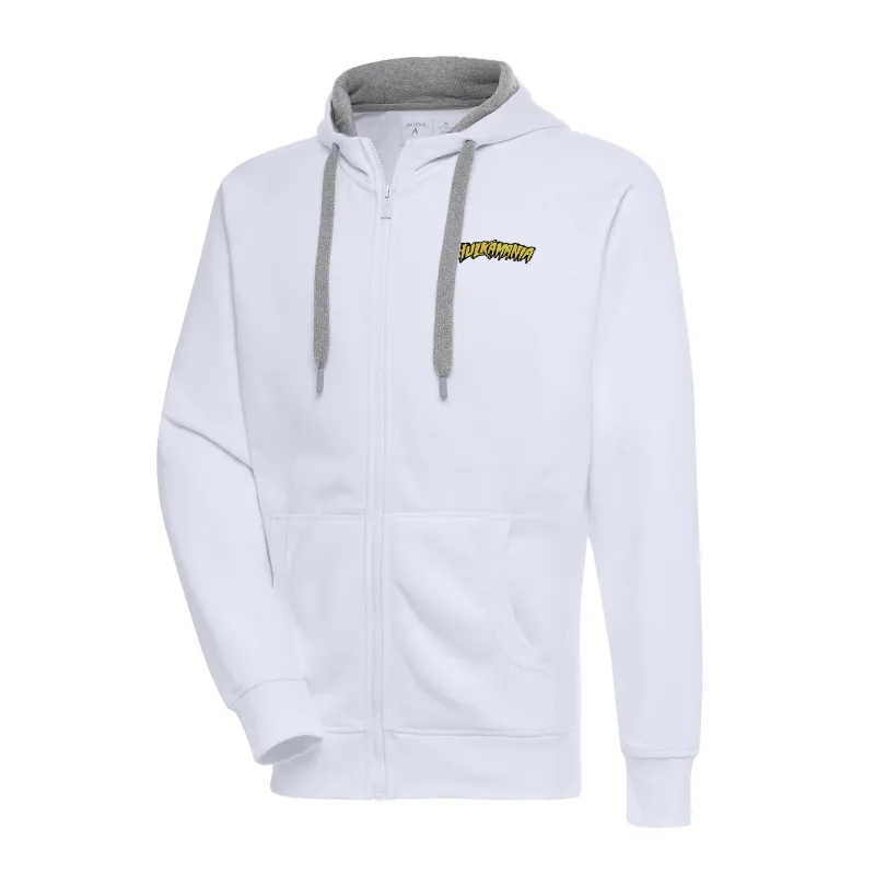 Men's Antigua White Hulk Hogan Victory Full-Zip Hoodie sold by WWE