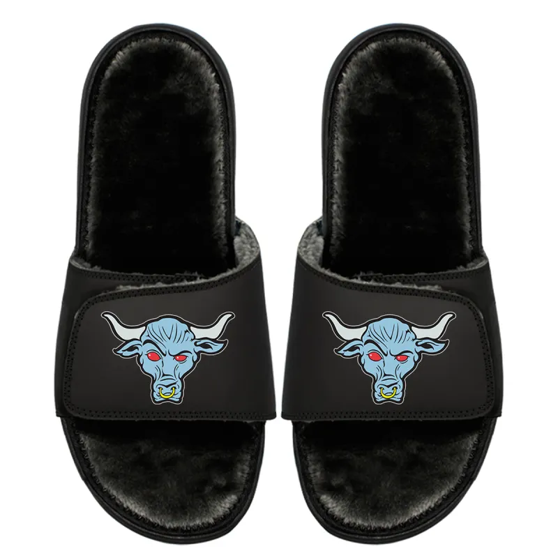 Unisex ISlide Black The Rock Fur Wordmark Slide Sandals sold by WWE