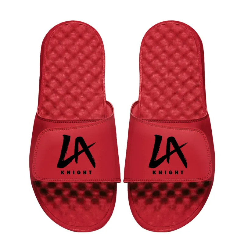 Unisex ISlide Red LA Knight Wordmark Logo Slide Sandals sold by WWE