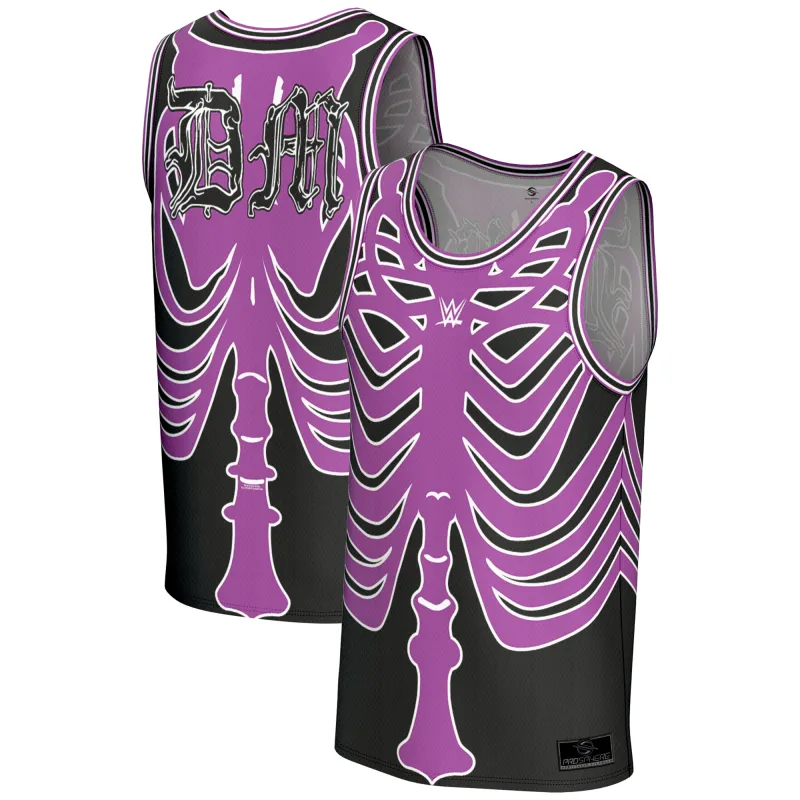 Men's ProSphere Purple Dominik Mysterio Skeleton Basketball Jersey sold by WWE