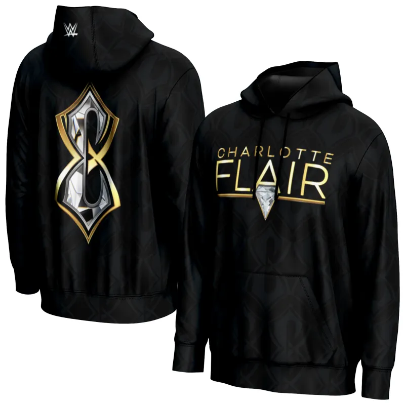 Men's ProSphere Black Charlotte Flair Tonal Pullover Hoodie sold by WWE