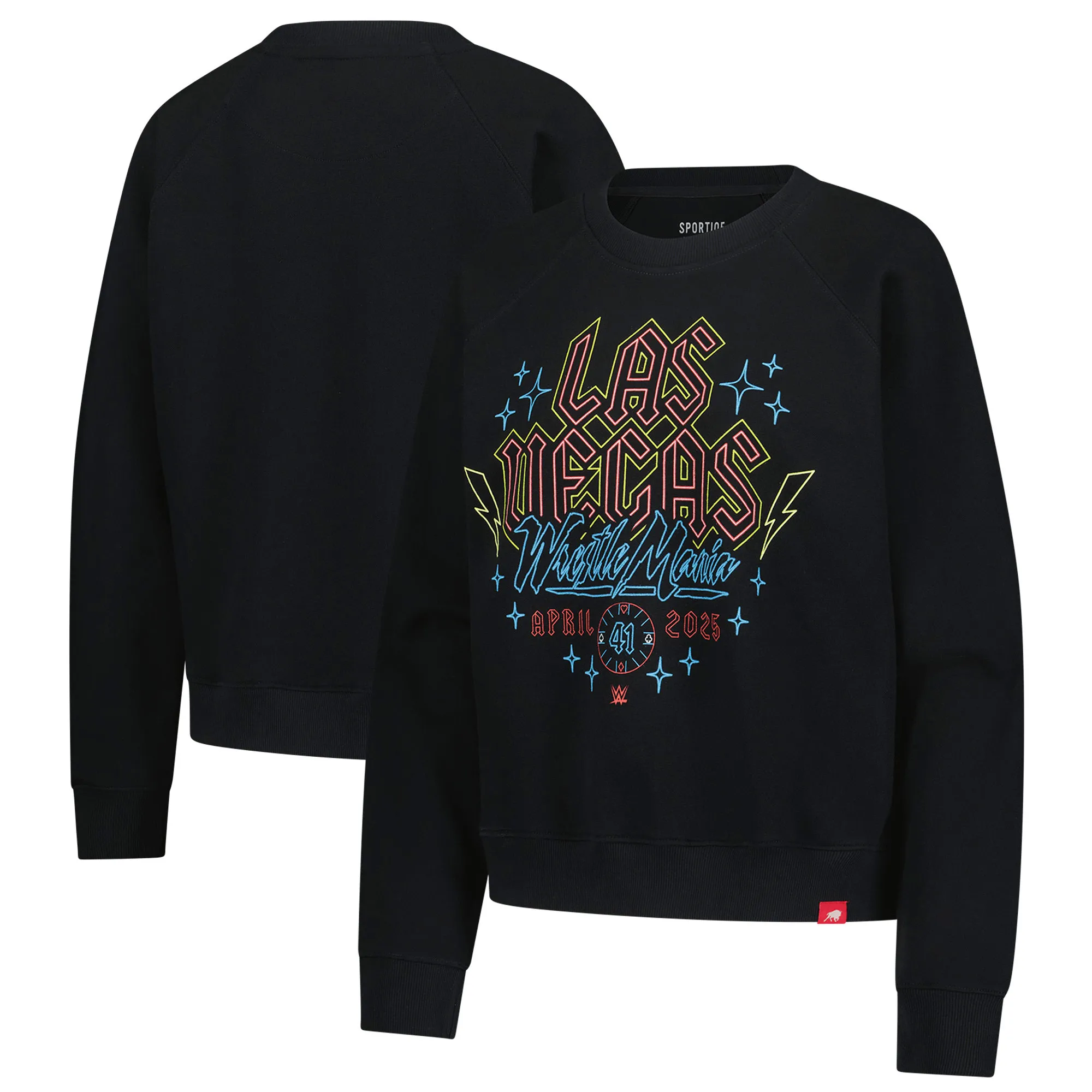 Women's Sportiqe Black WrestleMania 41 French Terry Pullover Sweatshirt sold by WWE