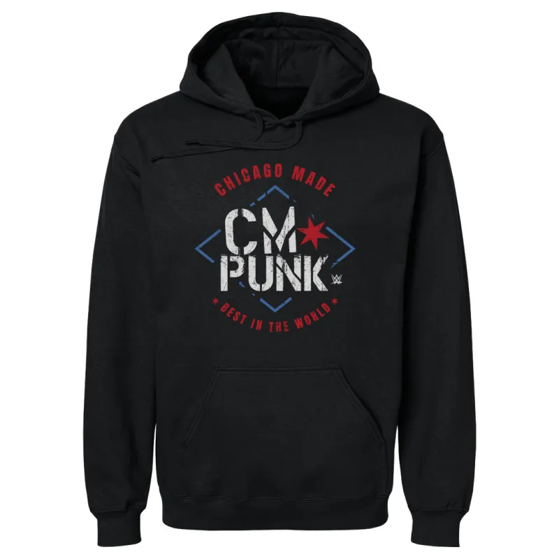 Men's 500 Level Black CM Punk Chicago Made Pullover Hoodie sold by WWE