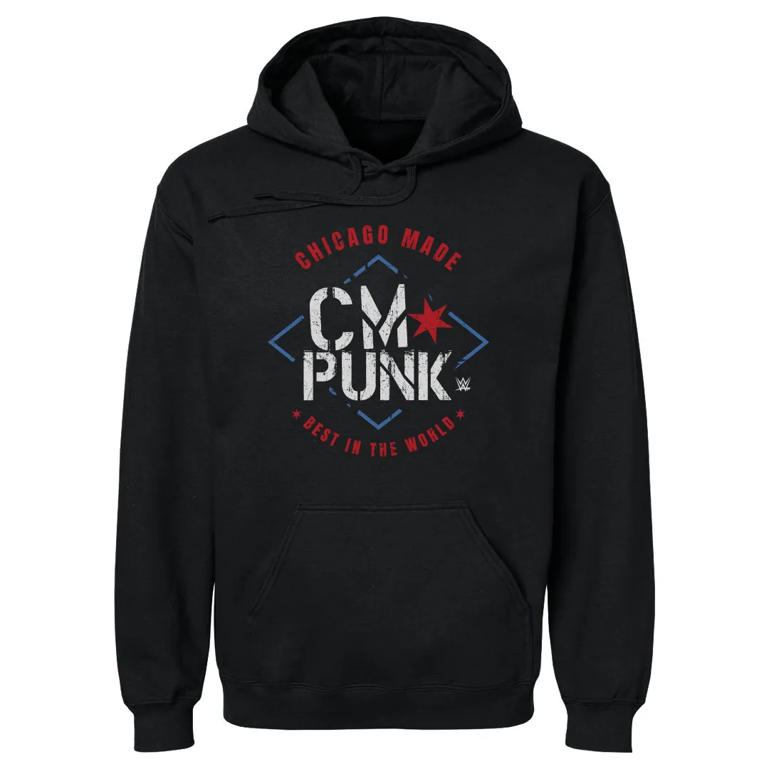Men's 500 Level Black CM Punk Chicago Made Pullover Hoodie sold by WWE