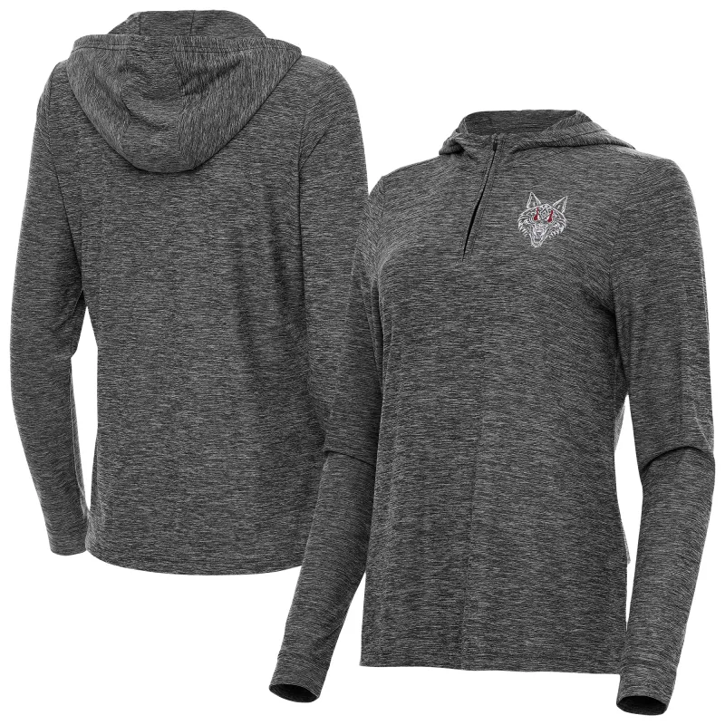 Women's Antigua Heather Black Jacob Fatu Daybreak Quarter-Zip Hoodie sold by WWE