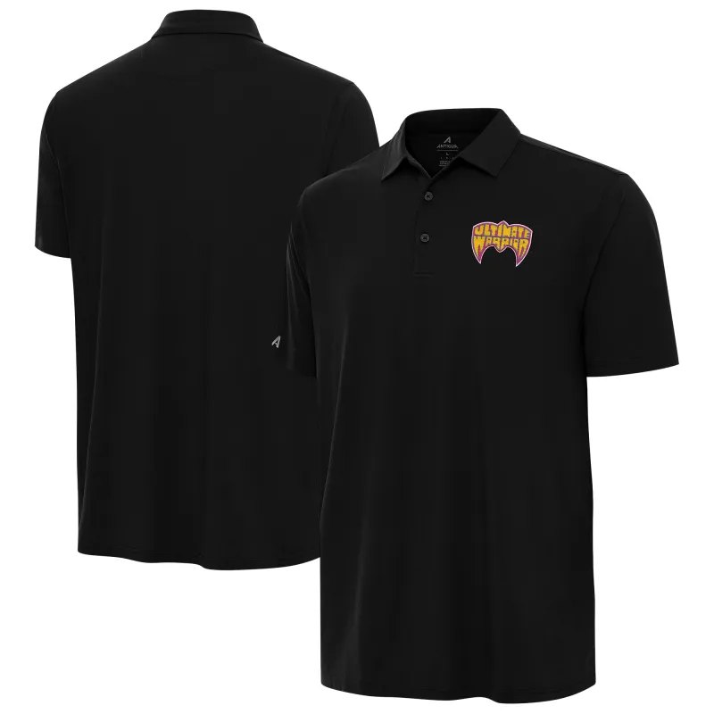 Men's Antigua Black The Ultimate Warrior Era Polo sold by WWE