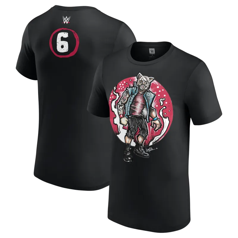 Men's Black Wyatt Sicks Lumis Collection Huskus the Pig T-Shirt sold by WWE