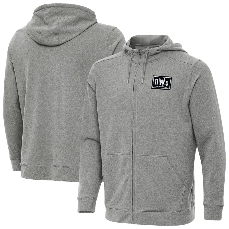 Men's Antigua Heather Gray nWo Effortless Full-Zip Hoodie sold by WWE