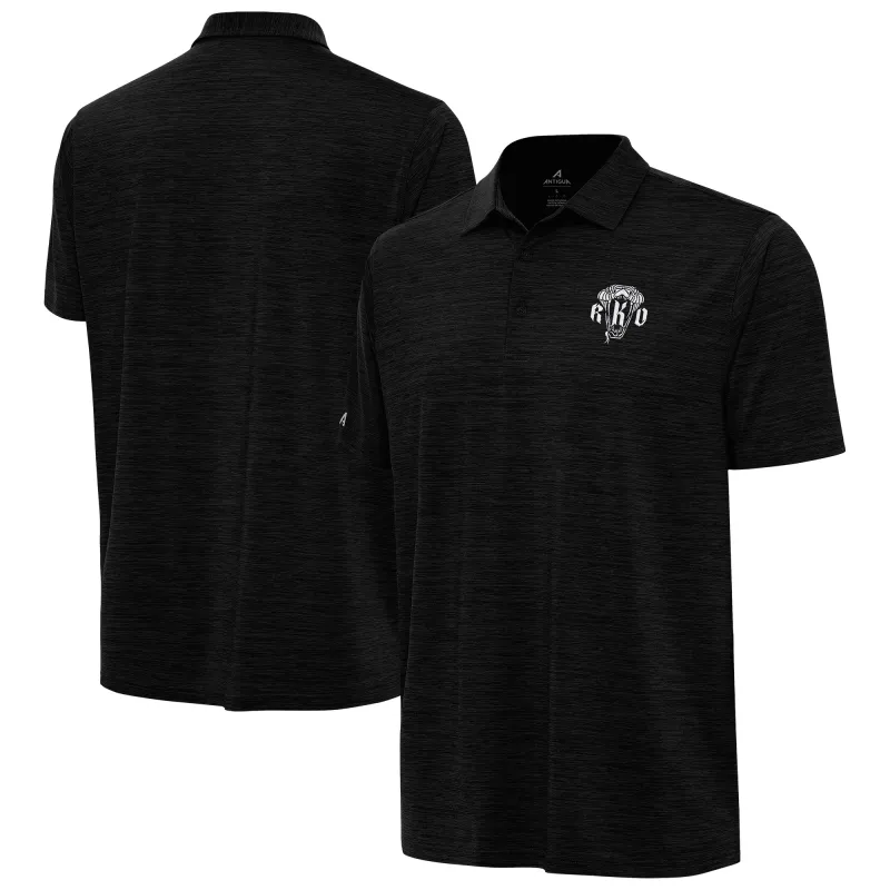 Men's Antigua Heather Black Randy Orton Layout Polo sold by WWE