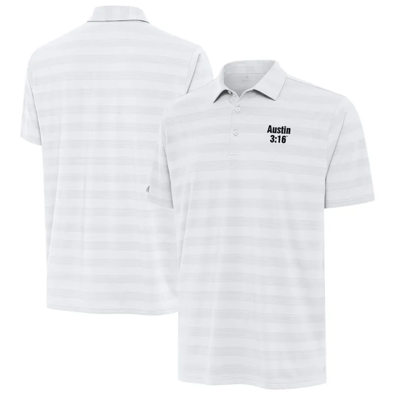Men's Antigua White "Stone Cold" Steve Austin Tunnel Polo made by Antigua