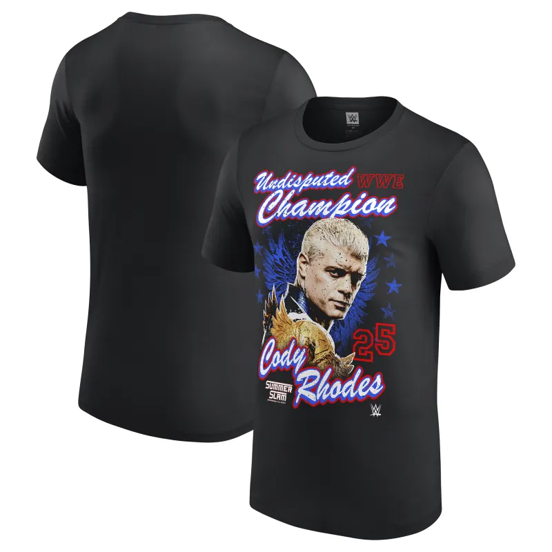 Men's Black Cody Rhodes SummerSlam 2025 Winner T-Shirt sold by WWE